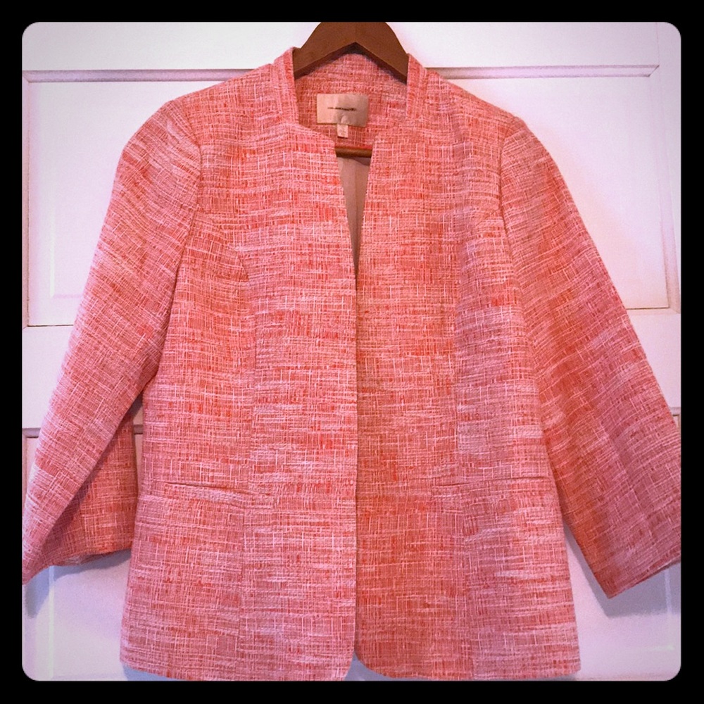 {skies are blue} orange tweed blazer